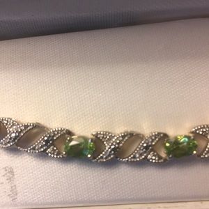 18kt gold over silver peridot/diamond bracelet